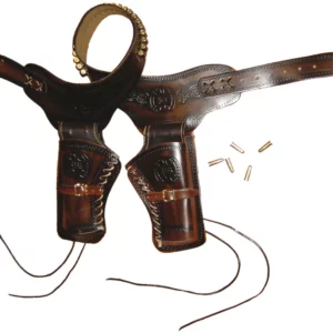 Ceinturon brun pour 1 ou 2 revolvers Western - vue 1
