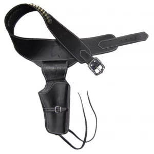 Ceinturon noir avec un holster pour revolver Western - vue 1