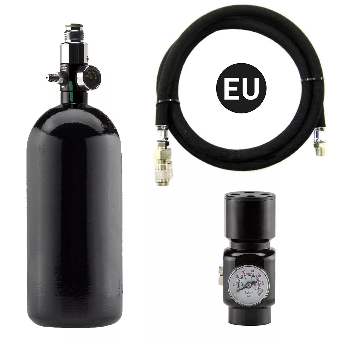 Pack complet EU bouteille 0,8L + preset + régulateur HPA + ligne renforcée - vue 1