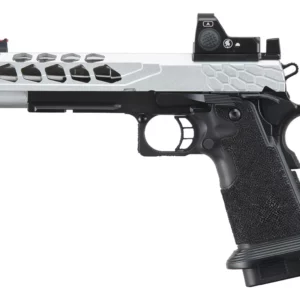 Pistolet Airsoft GBB Stryk Hi-Capa 5.1 Silver Lancer Tactical avec RMR - vue 1